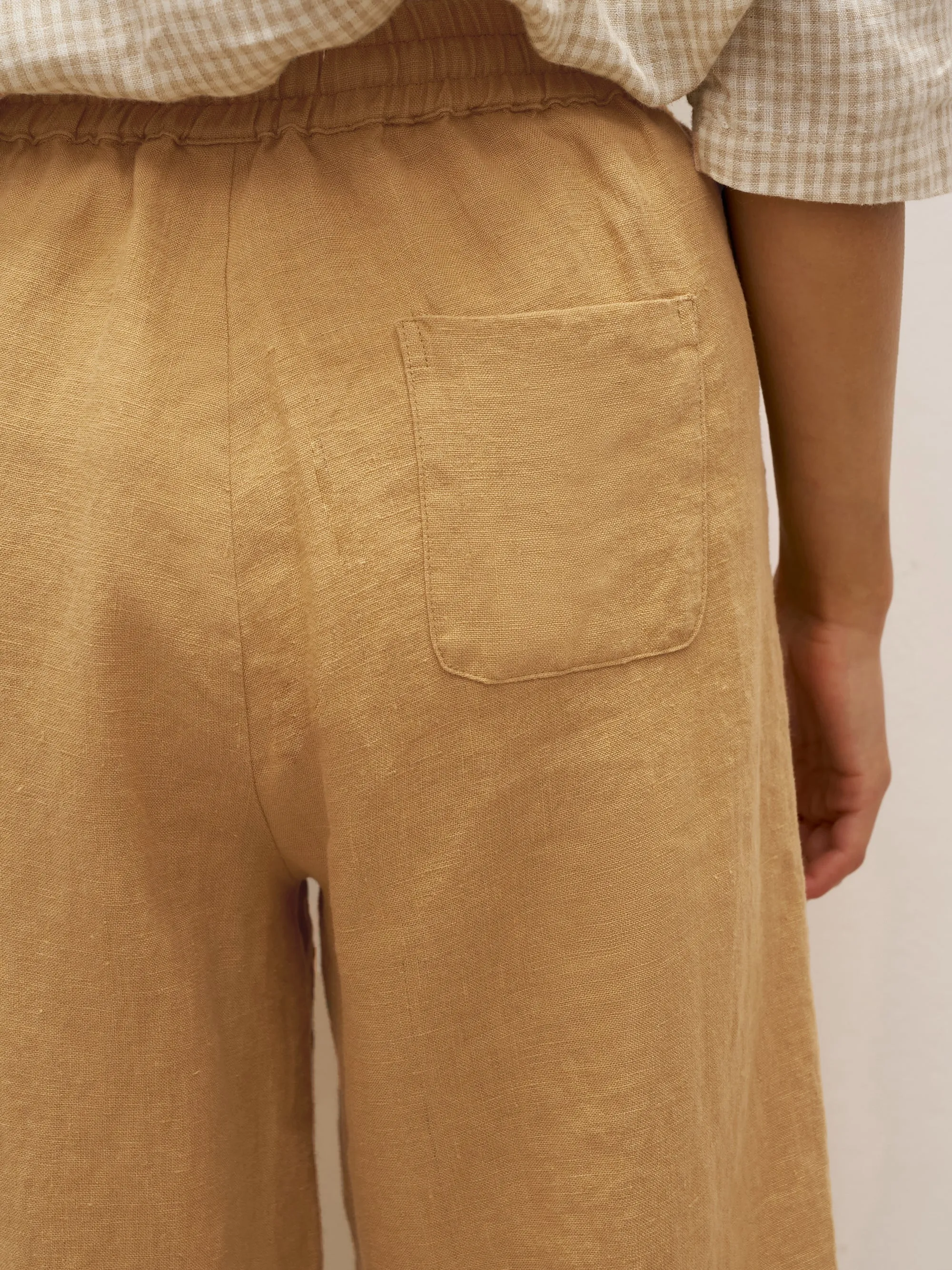 100% Linen Cuffed Ankle-Length Elastic Waist Pants DANIKA