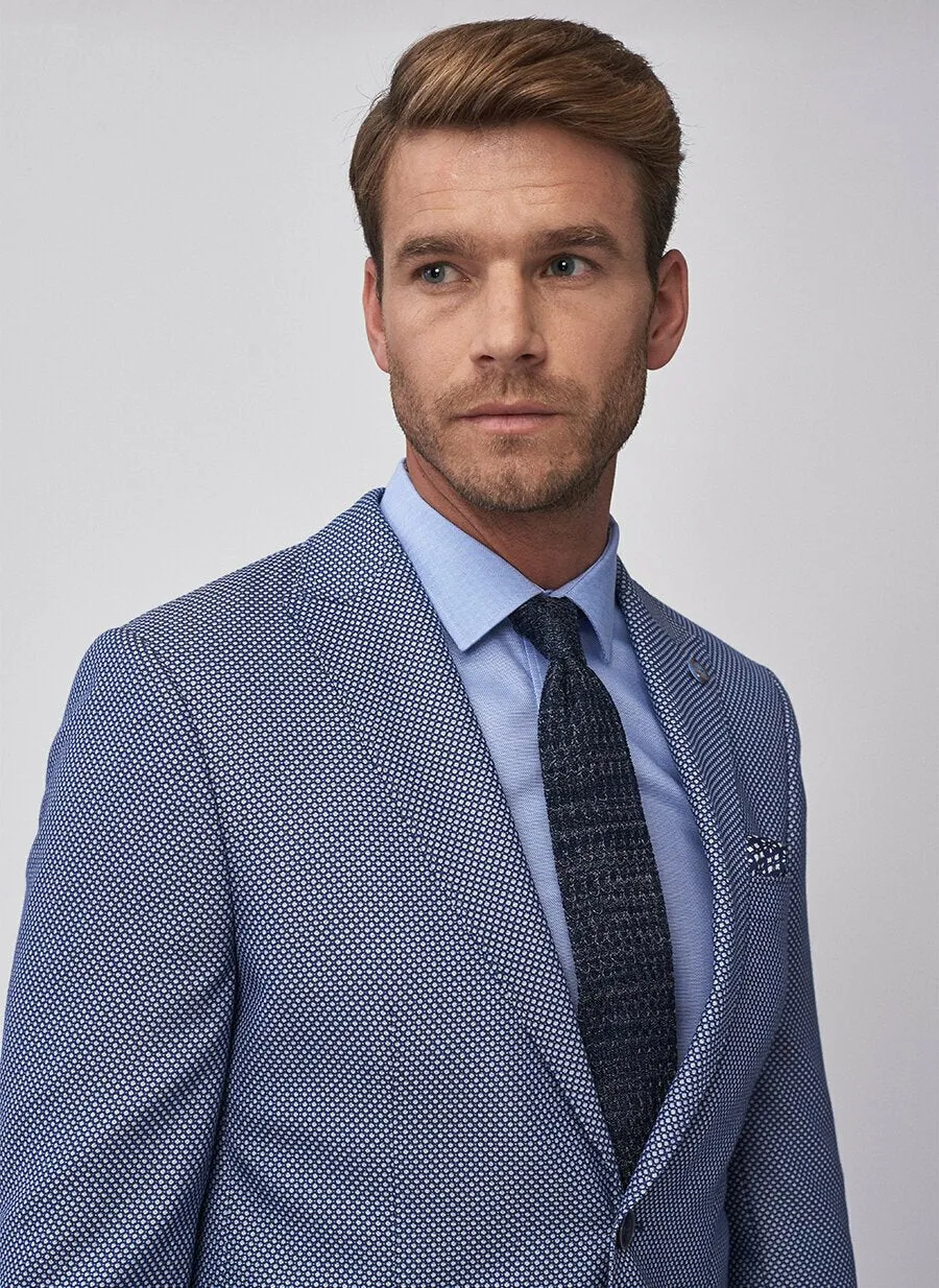 16842 Navy Blue Patterned Jacket