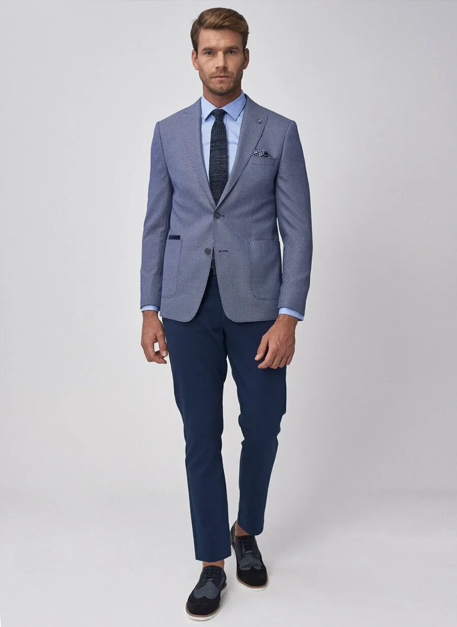 16842 Navy Blue Patterned Jacket