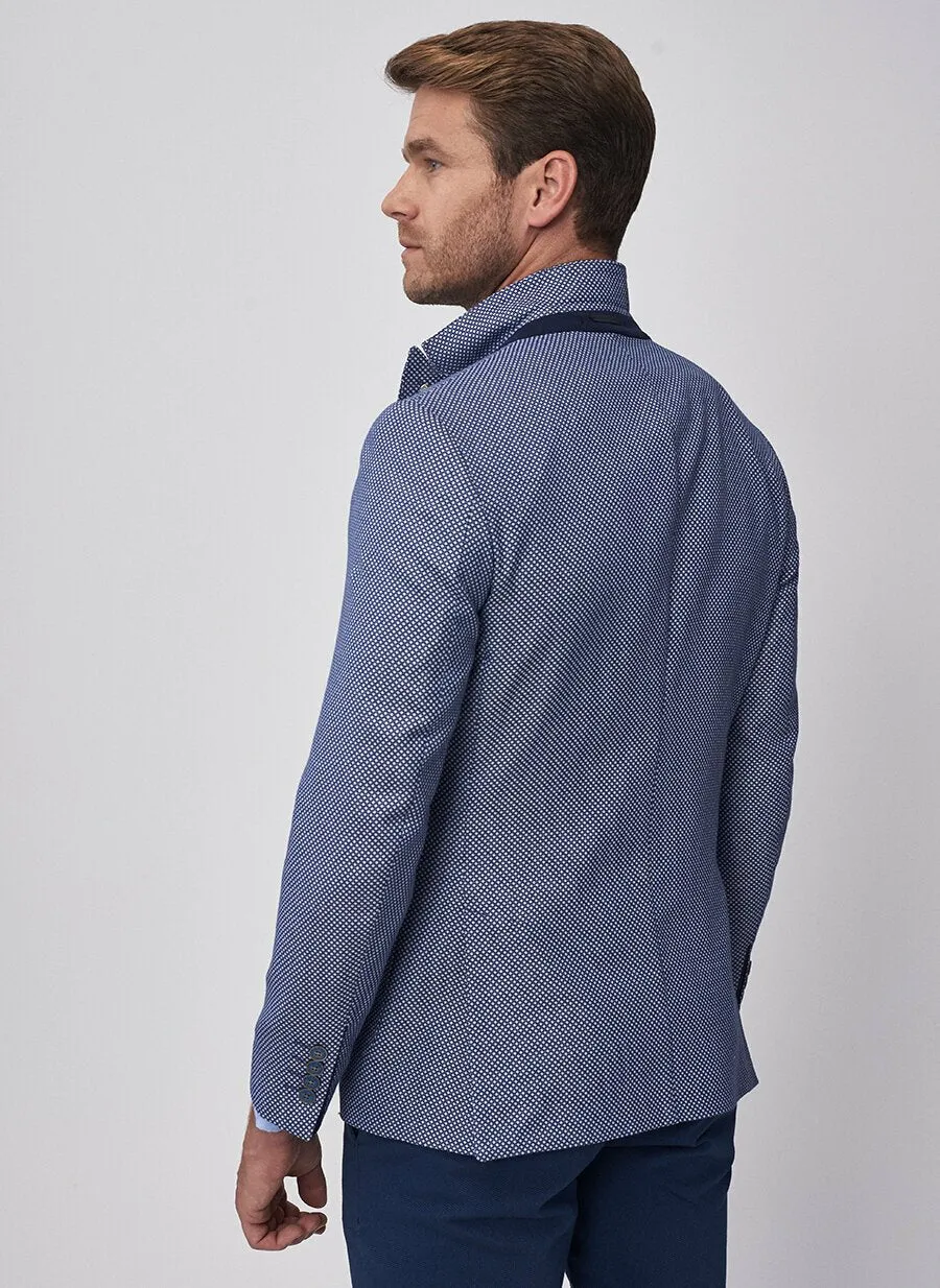 16842 Navy Blue Patterned Jacket