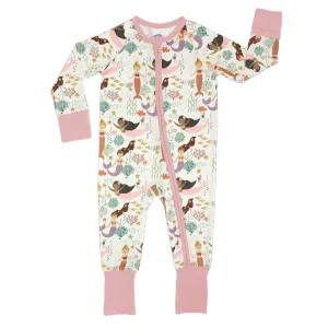 3-6 M Zip Up Mermaids Convertible Footie Pajamas