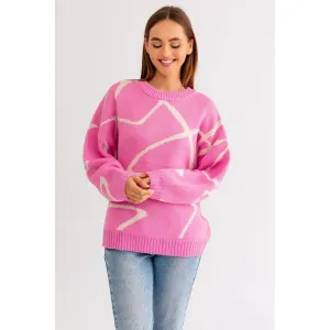 Abstract Pattern Oversized Sweater Top