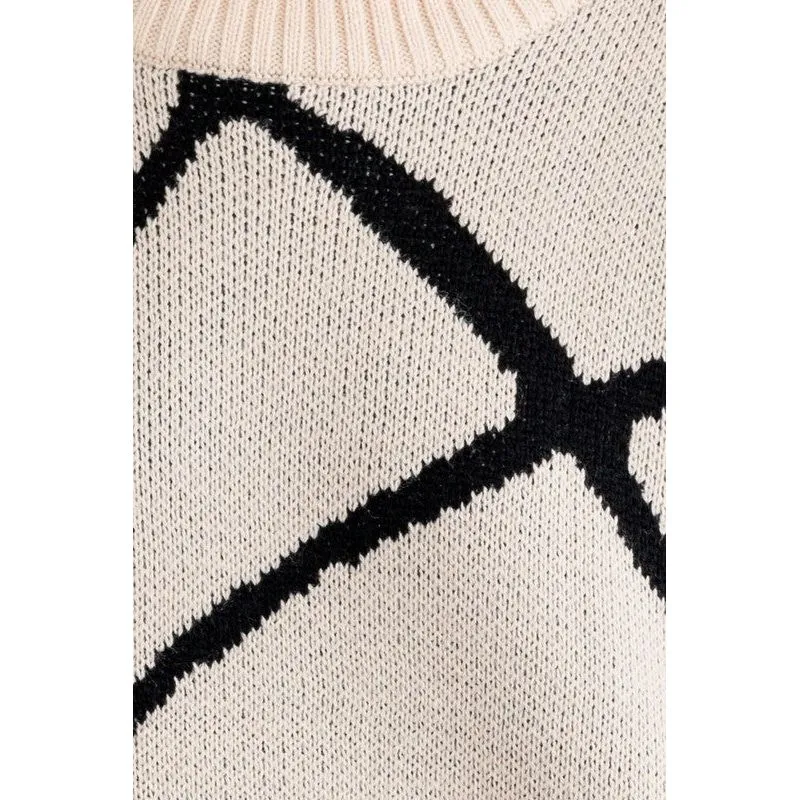 Abstract Pattern Oversized Sweater Top
