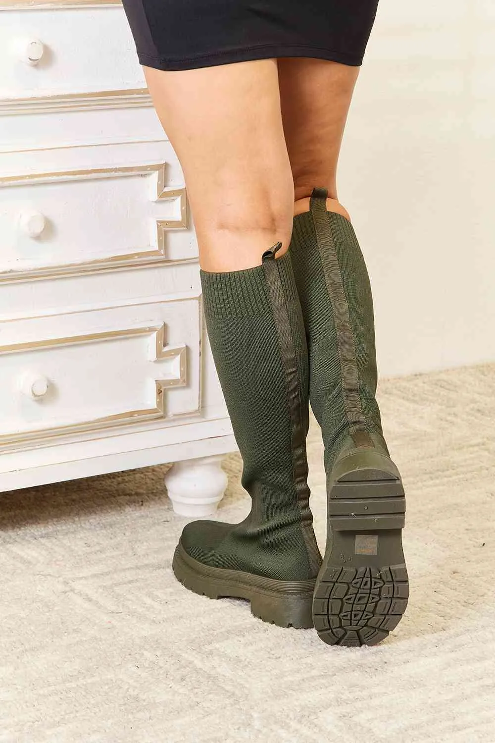 Alexa Knee High Platform Sock Boots