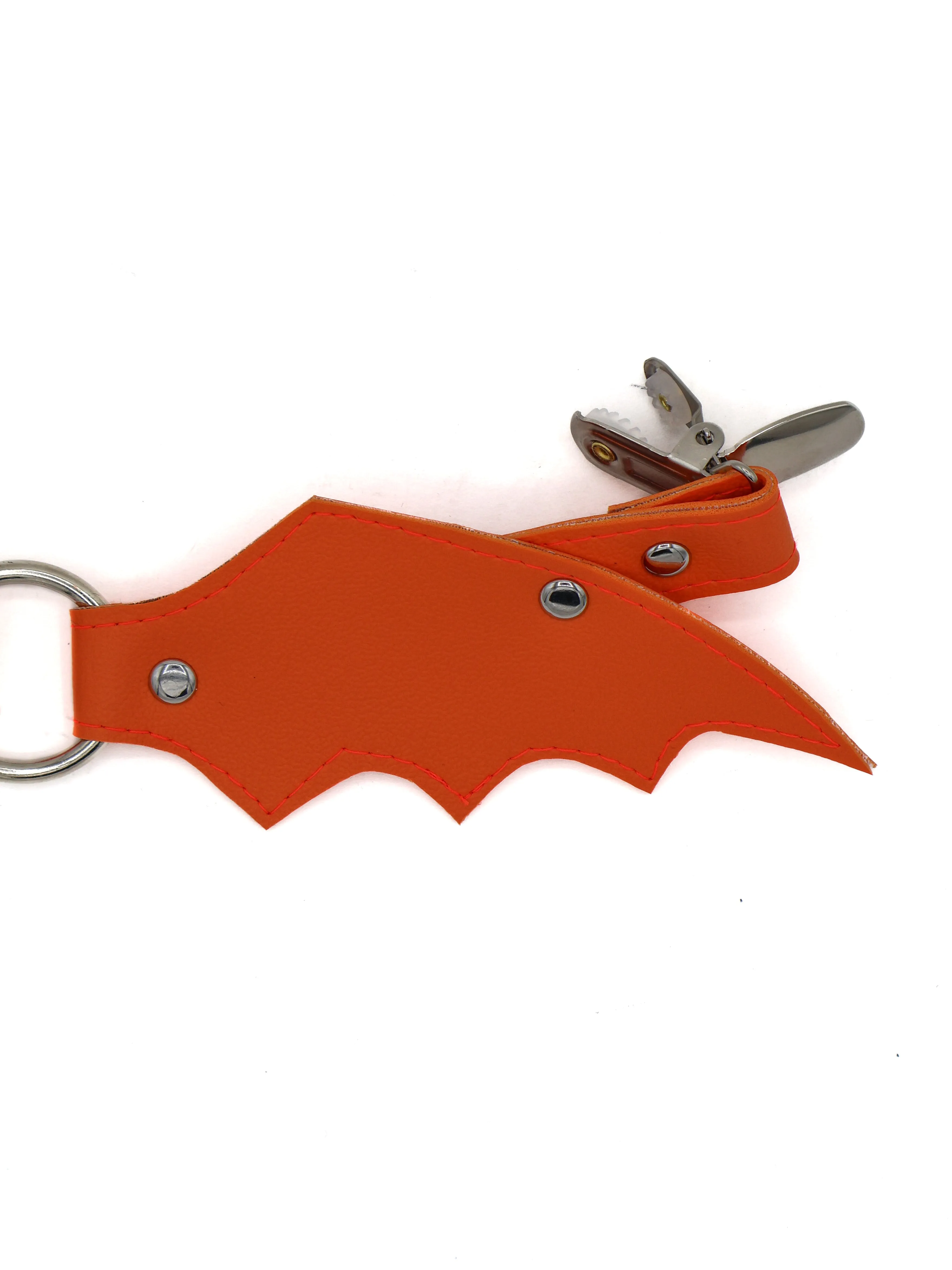 Bat Wing Cinch Clip- Orange HANDMADE LOCALLY