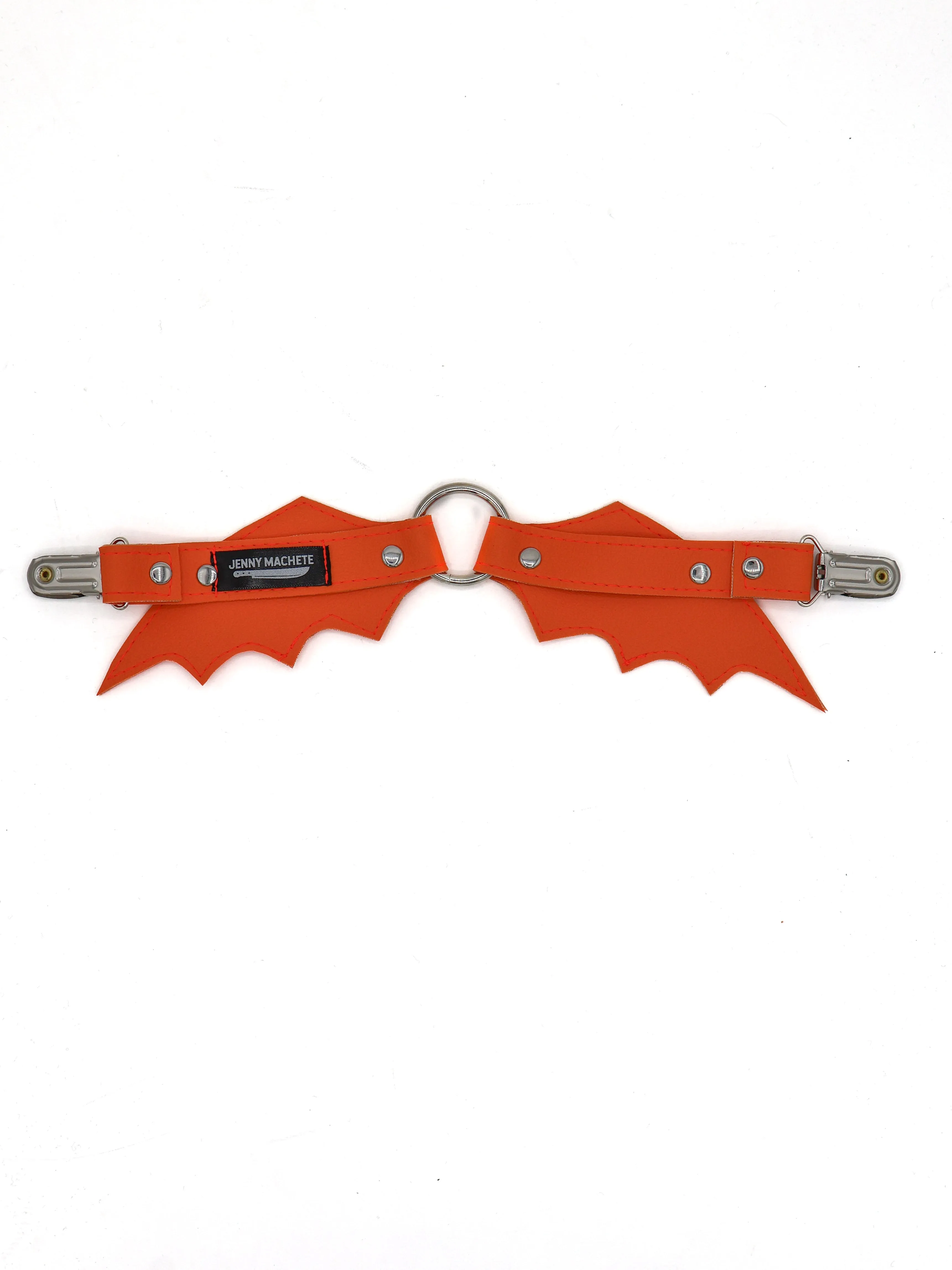 Bat Wing Cinch Clip- Orange HANDMADE LOCALLY