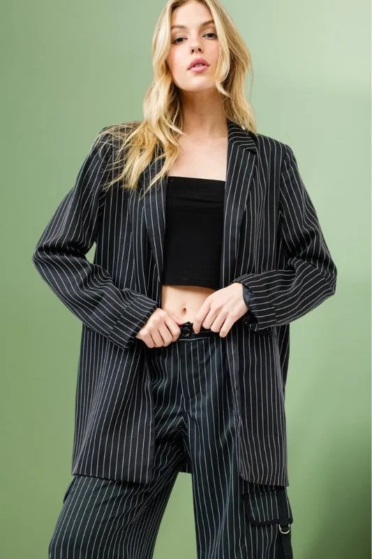 Black Striped Blazer Jacket