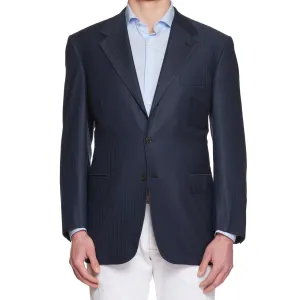 BRIONI Handmade "Palatino" Blue Striped Wool Super 150's Jacket EU 54 US 44