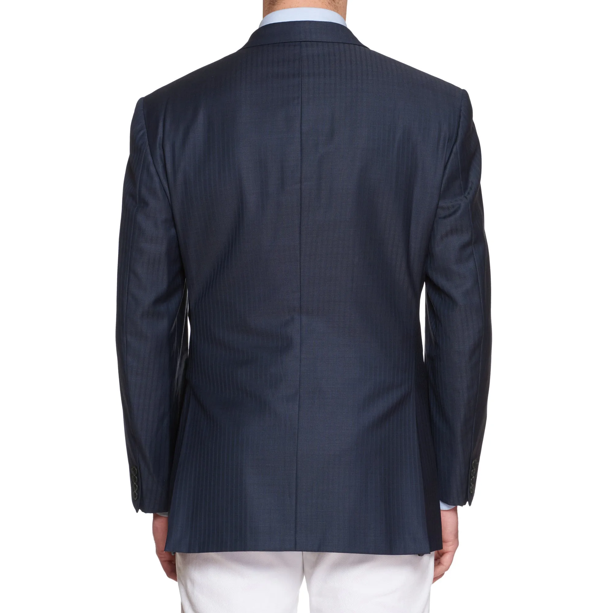 BRIONI Handmade "Palatino" Blue Striped Wool Super 150's Jacket EU 54 US 44