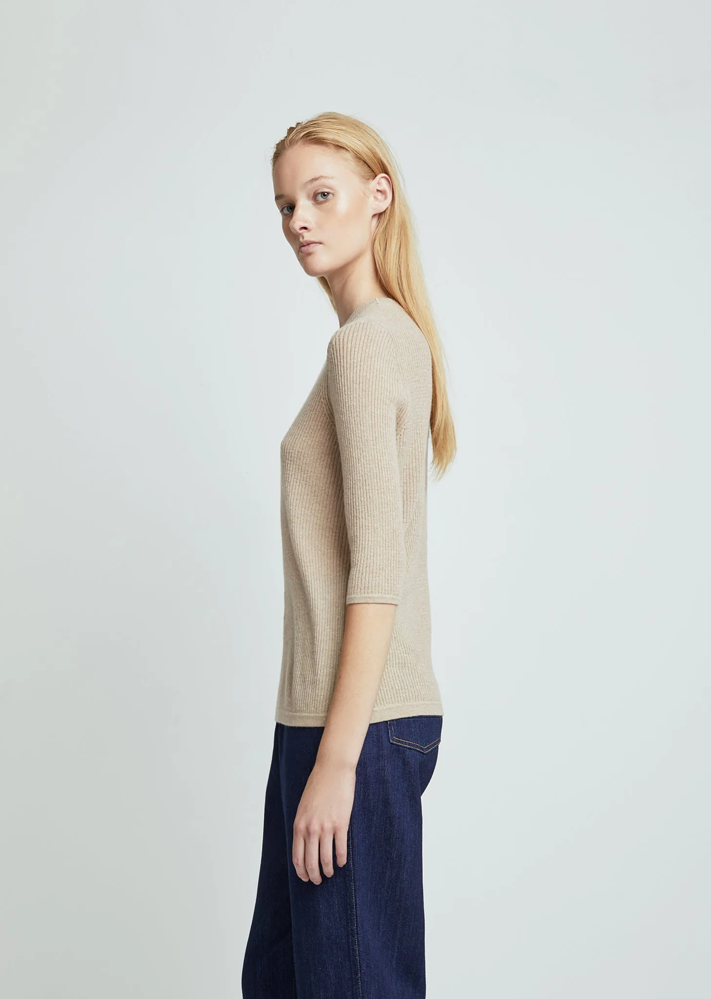 Cashmere Ribbed Crewneck