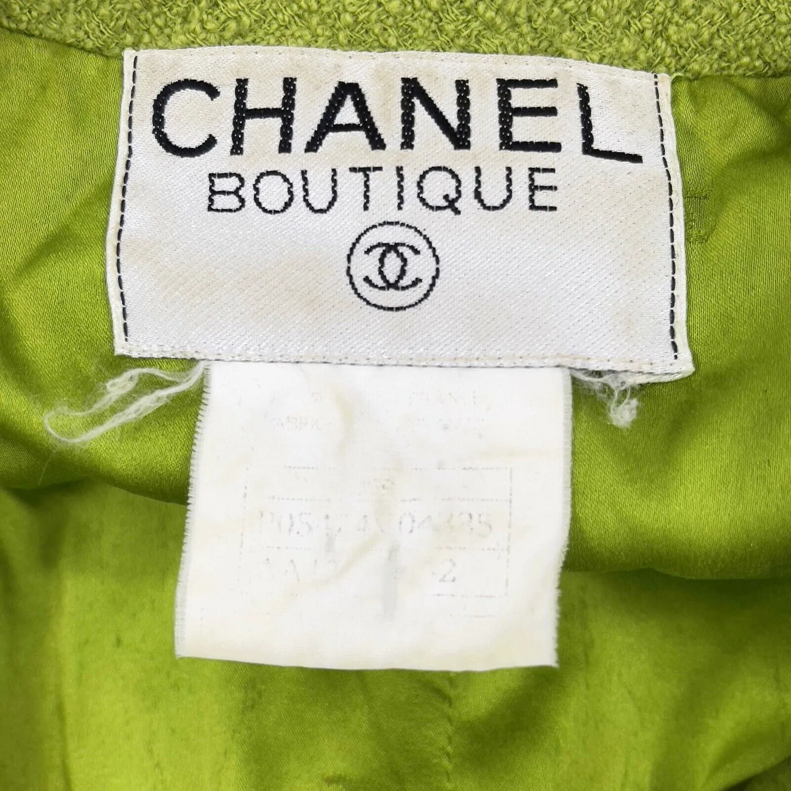 Chanel - 90s Lime Green Boucle Wool Sport Coat Blazer - CC Buttons - 42 / US 10