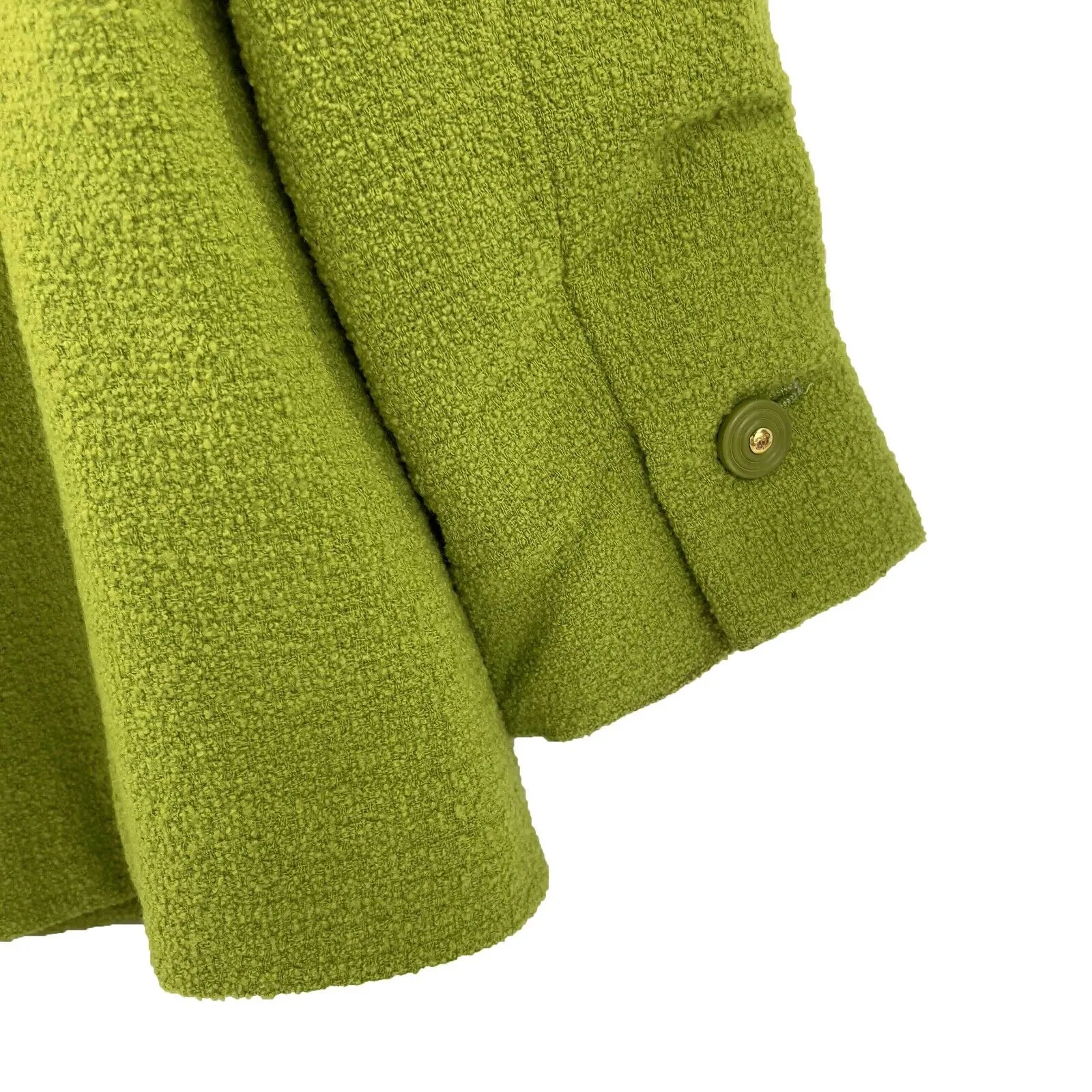 Chanel - 90s Lime Green Boucle Wool Sport Coat Blazer - CC Buttons - 42 / US 10