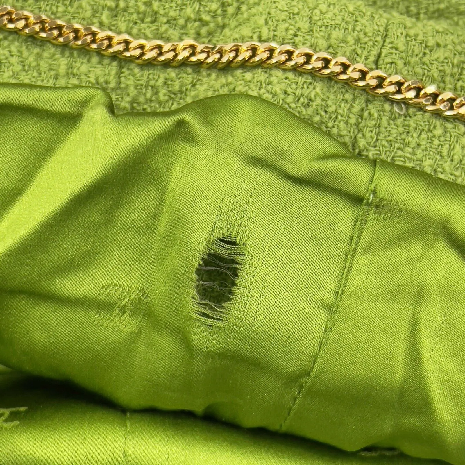 Chanel - 90s Lime Green Boucle Wool Sport Coat Blazer - CC Buttons - 42 / US 10