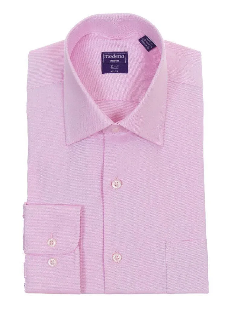 Classic Fit Raspberry Pink Twill Standard Cuff Cotton Dress Shirt