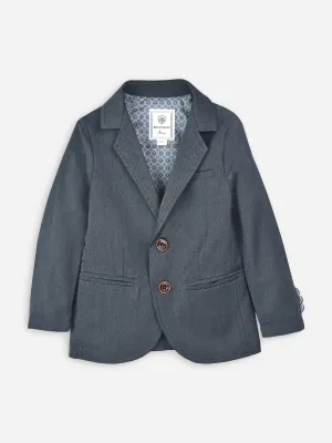 Dark Grey Herringbone Kids Blazer