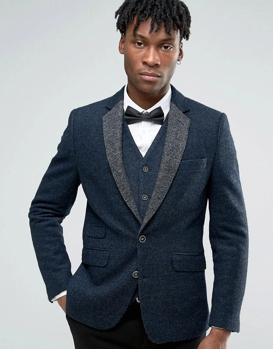 Devils Advocate Boucle Blazer With Contrast Lapel