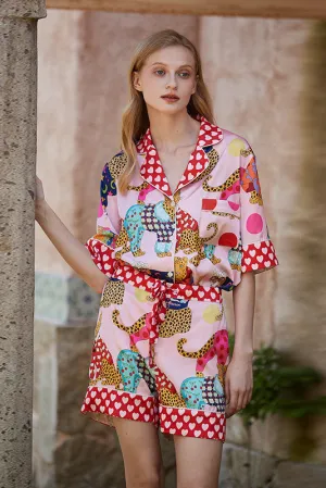 Dressing Leopard Print Silk Pajama Set