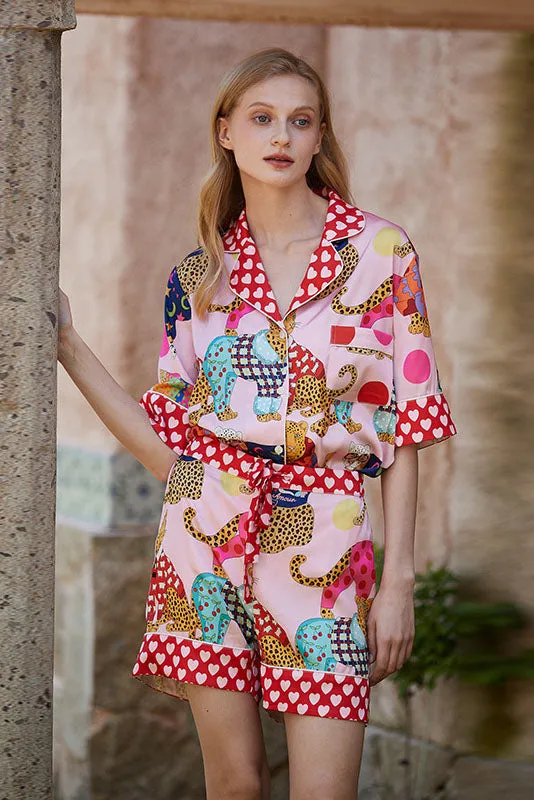 Dressing Leopard Print Silk Pajama Set