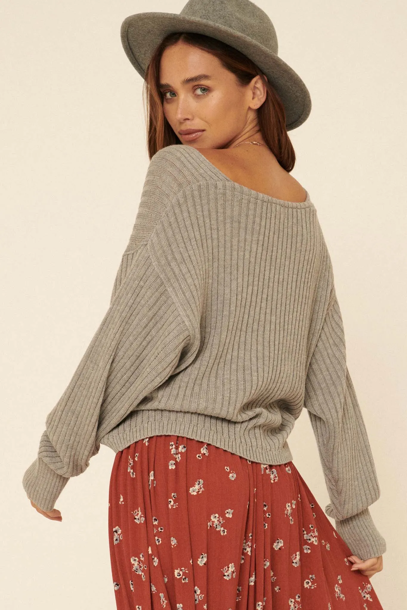 Easy Breezy Oversized Rib-Knit Sweater