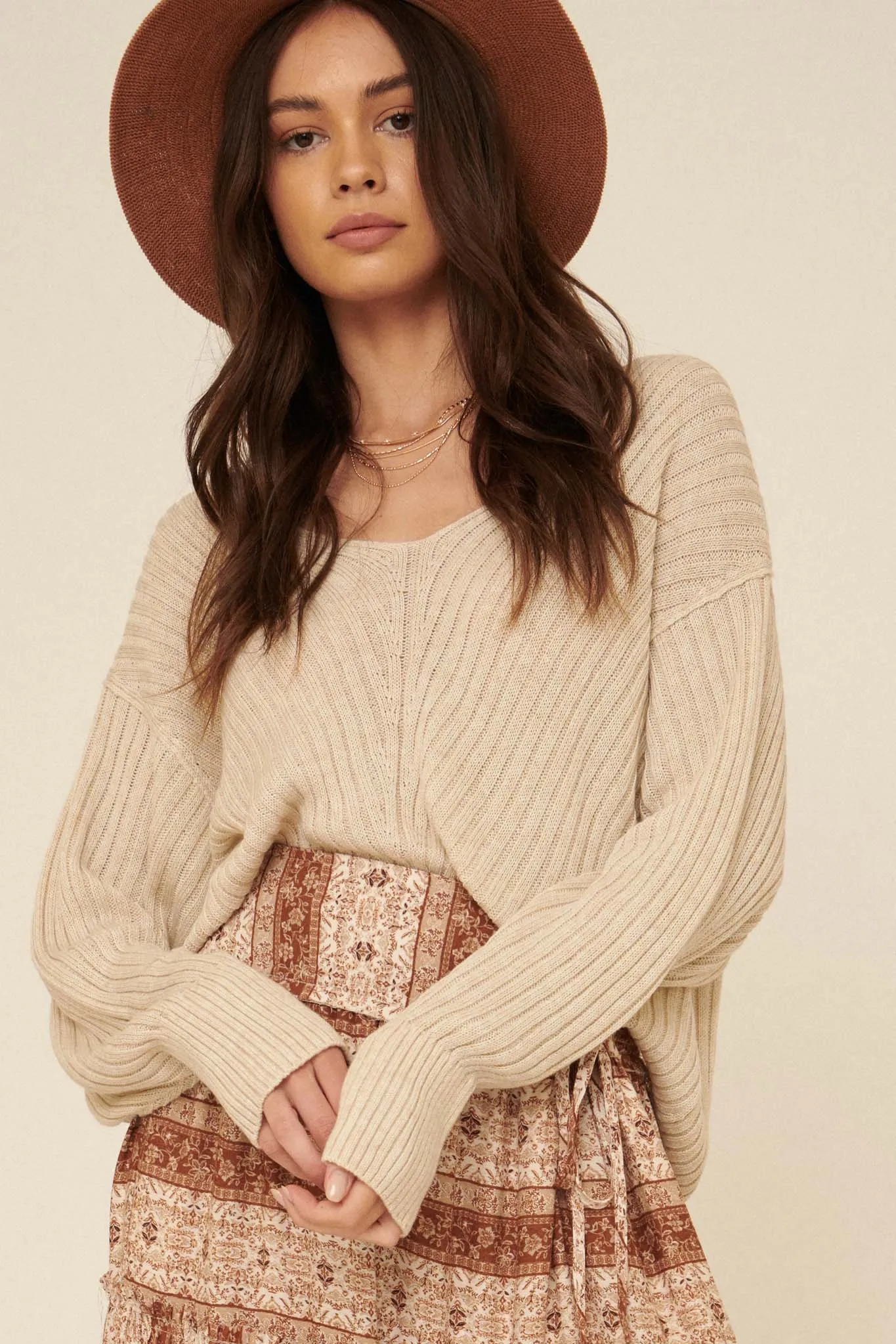 Easy Breezy Oversized Rib-Knit Sweater