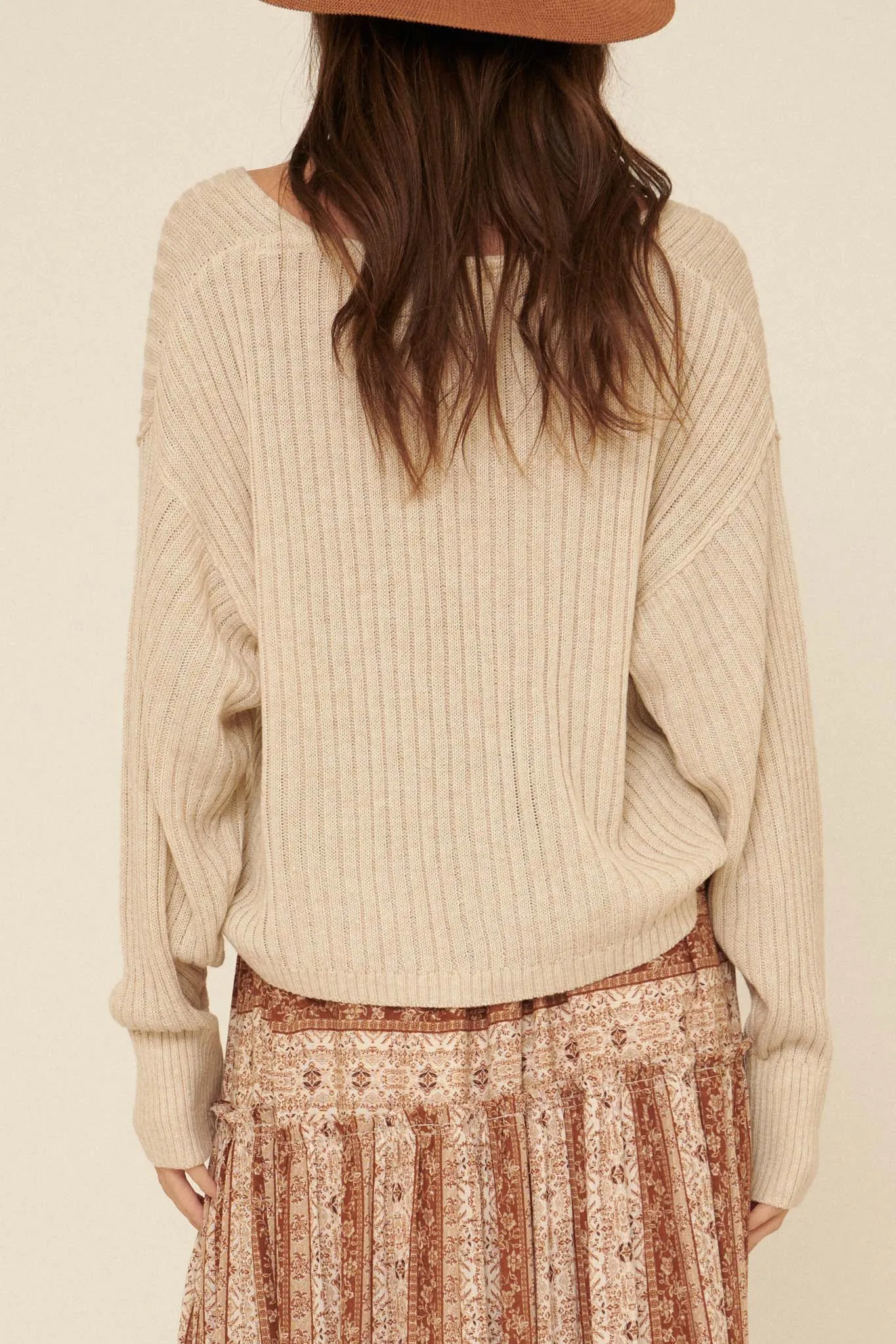 Easy Breezy Oversized Rib-Knit Sweater