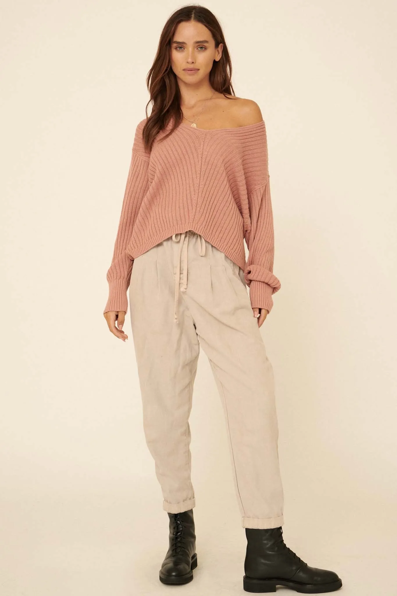 Easy Breezy Oversized Rib-Knit Sweater