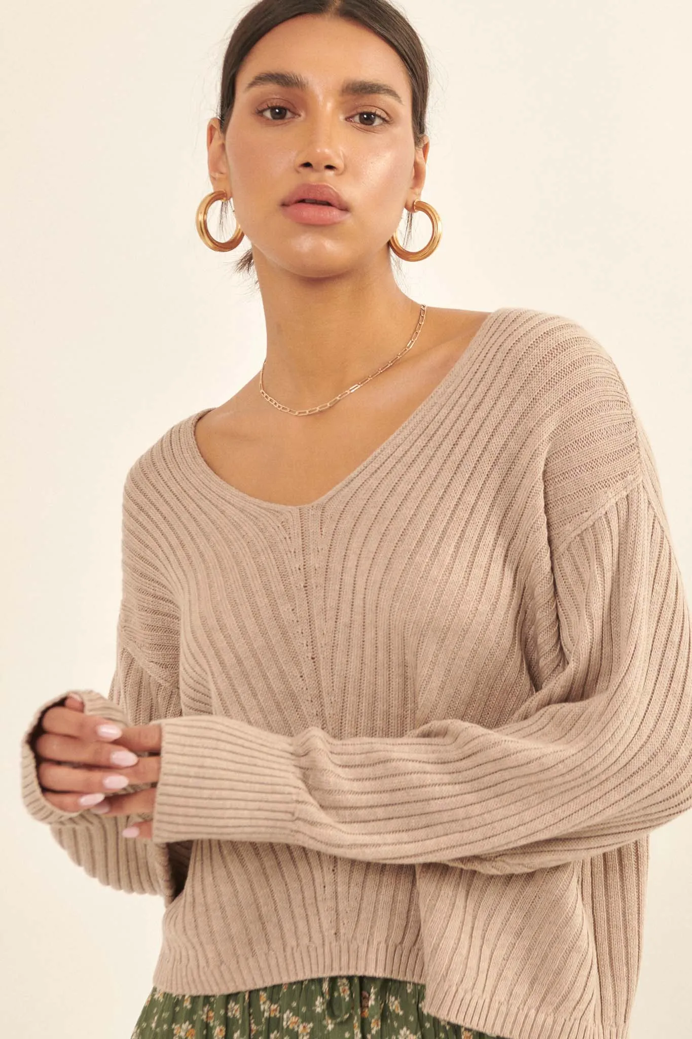 Easy Breezy Oversized Rib-Knit Sweater
