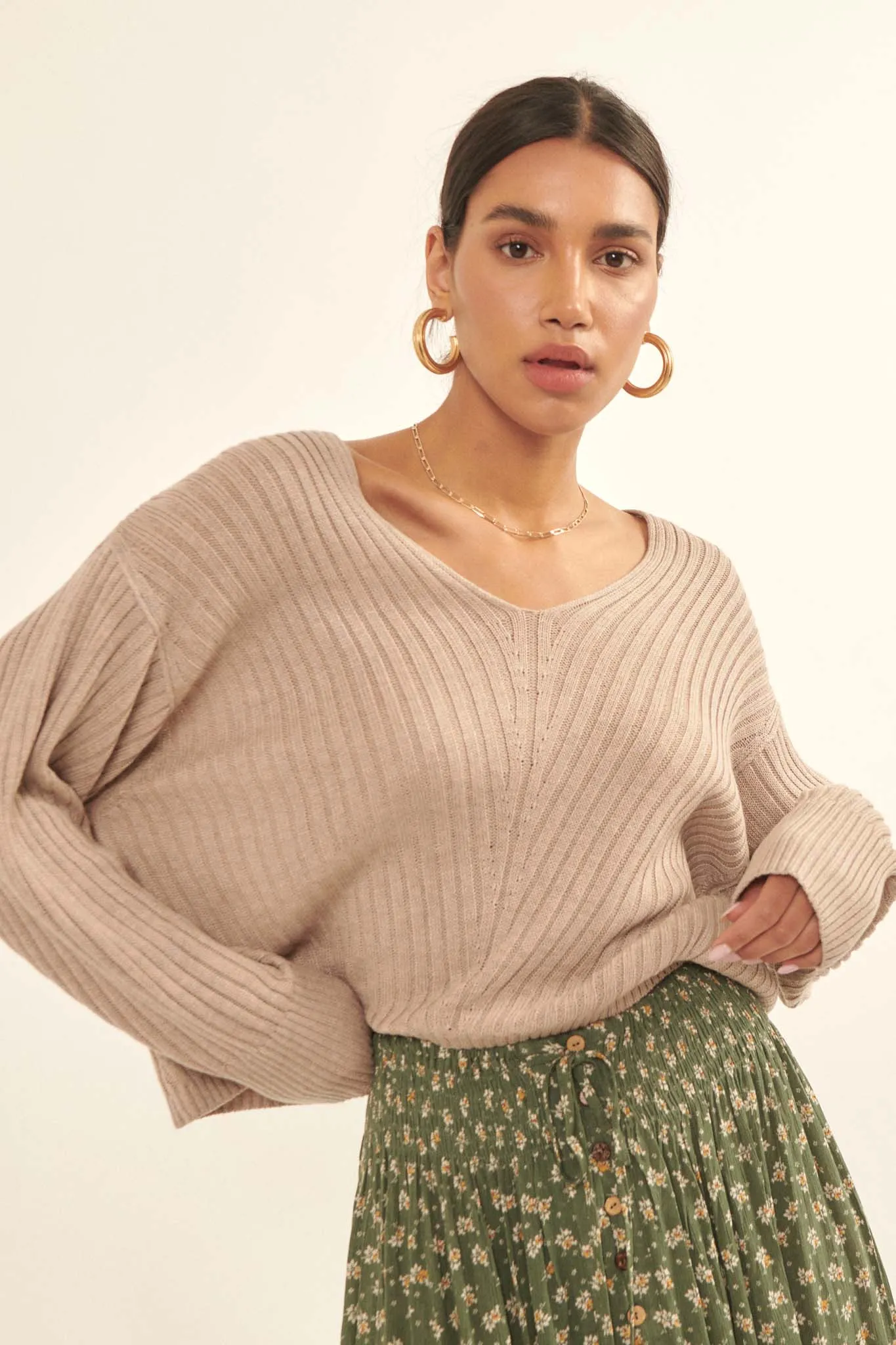 Easy Breezy Oversized Rib-Knit Sweater