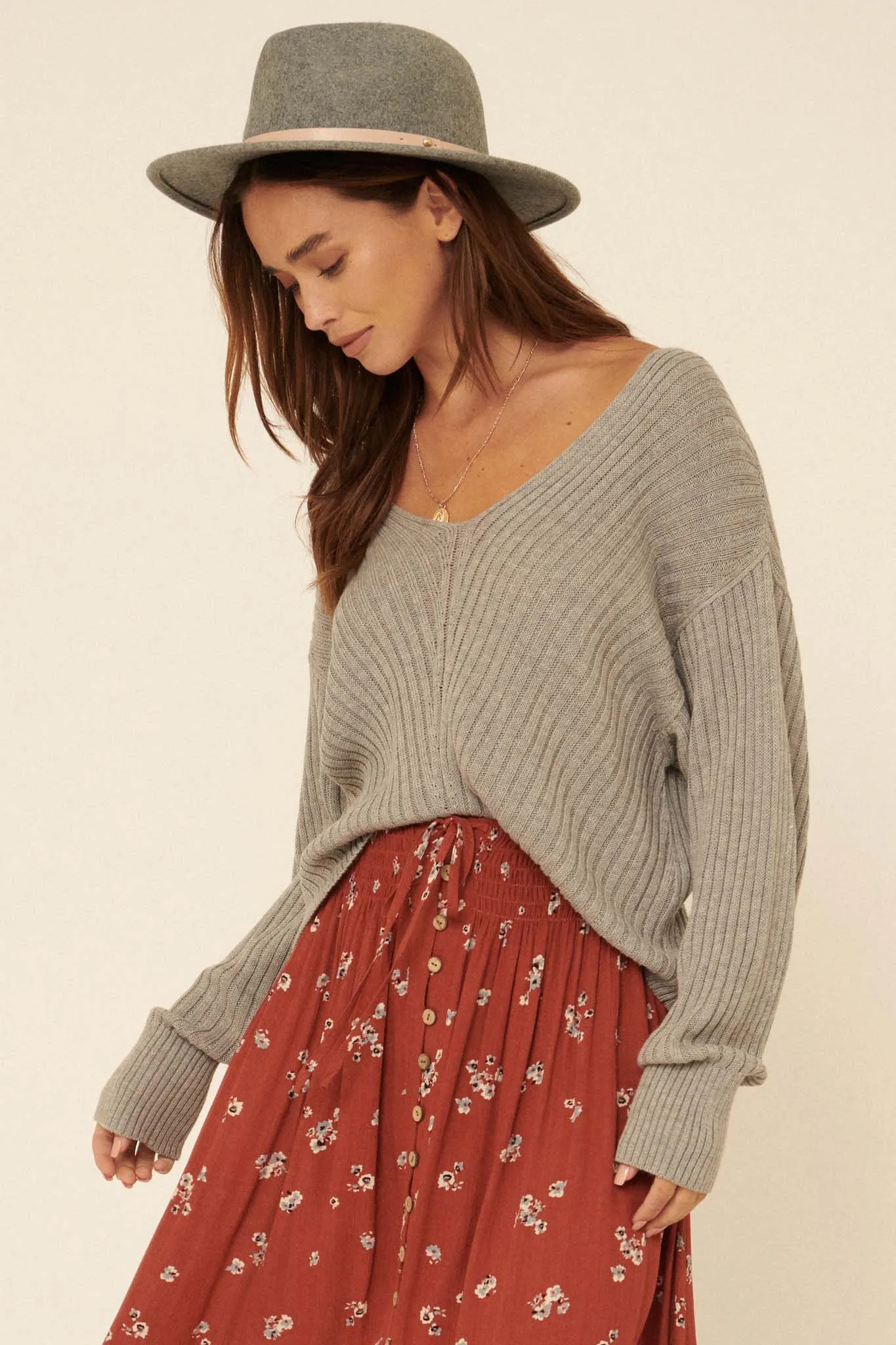 Easy Breezy Oversized Rib-Knit Sweater