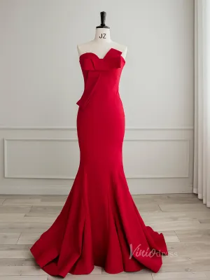 Elegant Mermaid Satin Prom Dresses Strapless Formal Dress AD1079