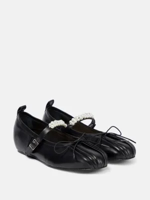 Embellished leather ballet flats