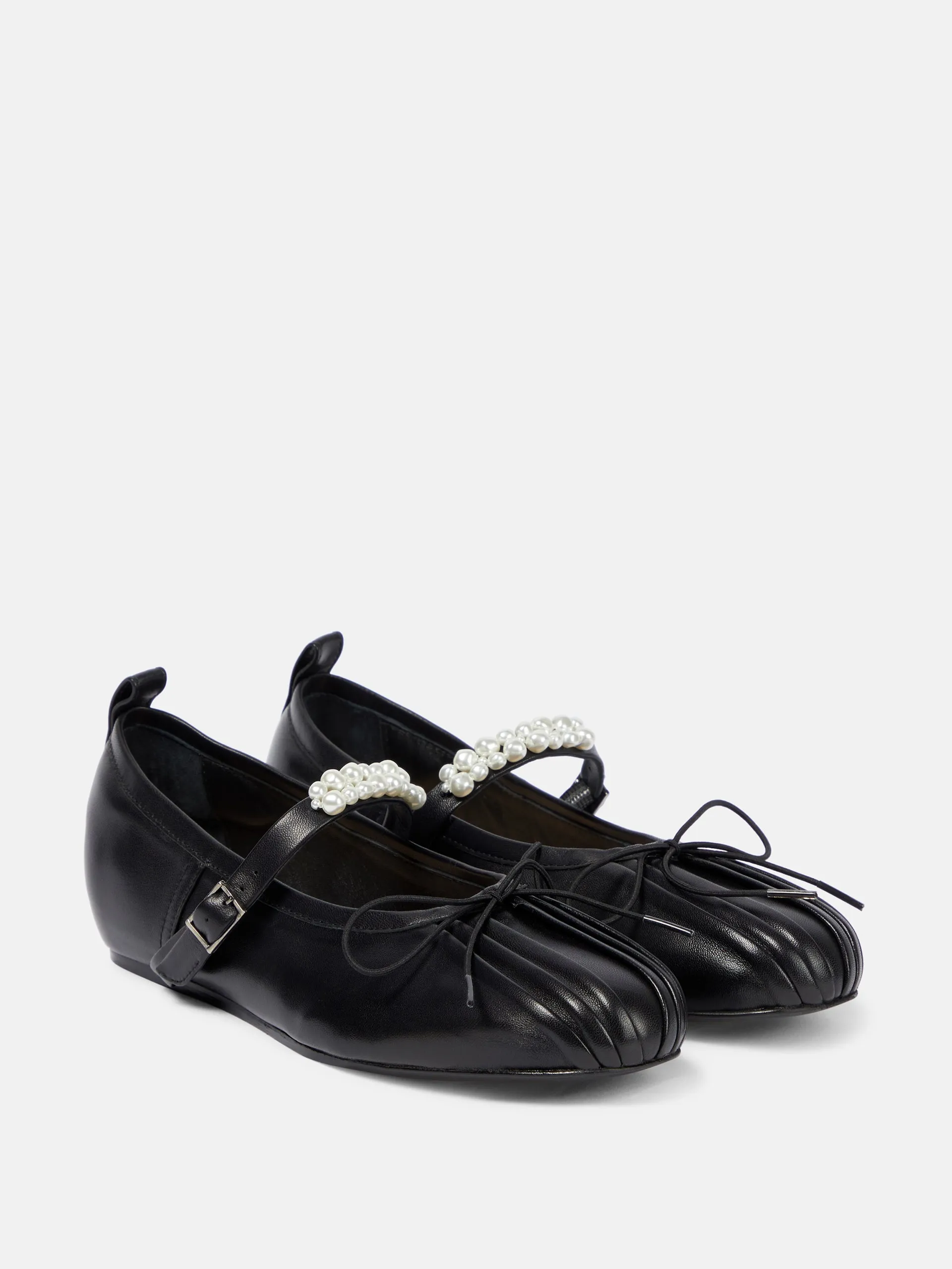 Embellished leather ballet flats