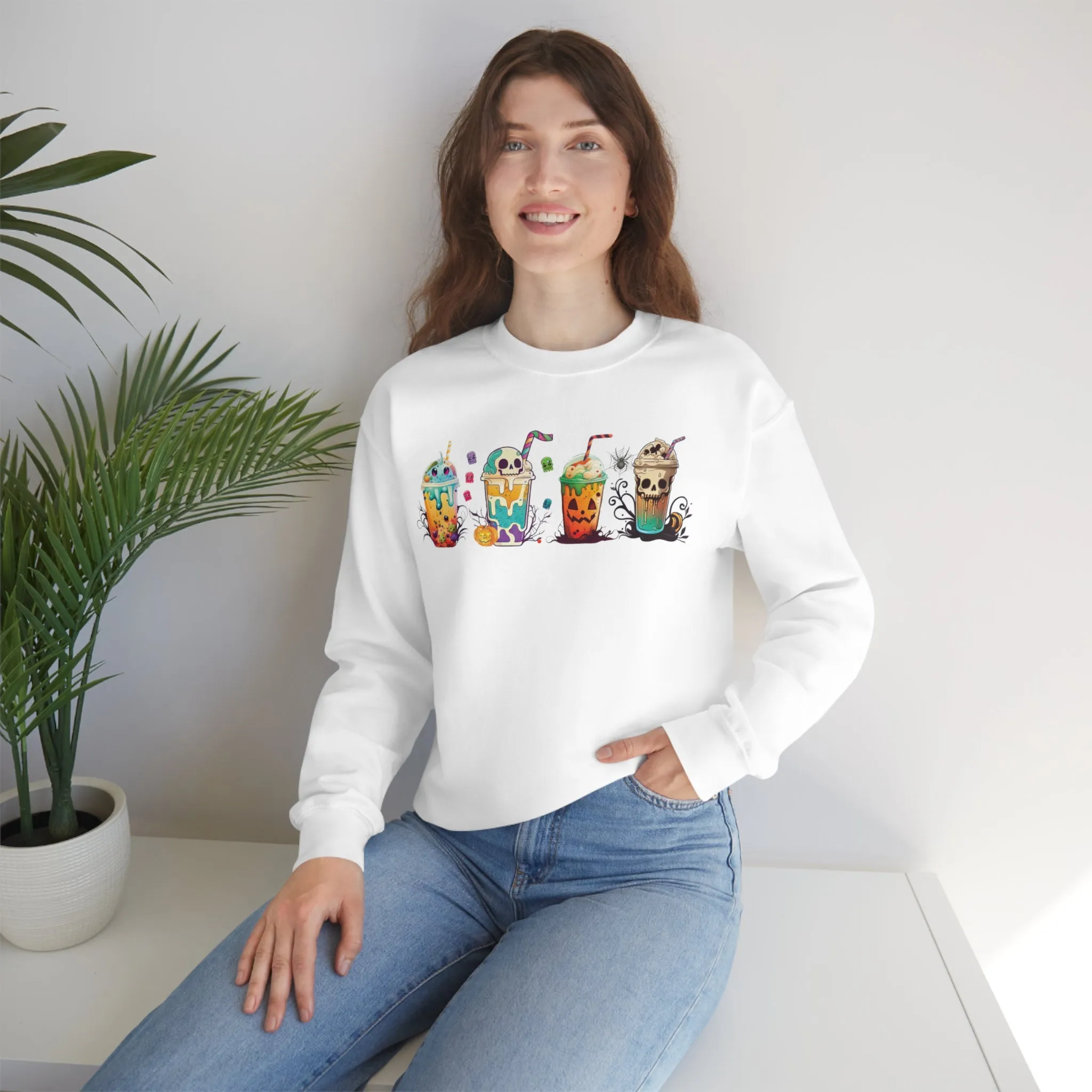 Fall Boba Tea Sweatshirt | Halloween Bubble Tea Shirt | Spooky Halloween Shirt | Bubble Tea Gift For Her | Unisex Crewneck Sweatshirt