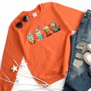 Fall Boba Tea Sweatshirt | Halloween Bubble Tea Shirt | Spooky Halloween Shirt | Bubble Tea Gift For Her | Unisex Crewneck Sweatshirt