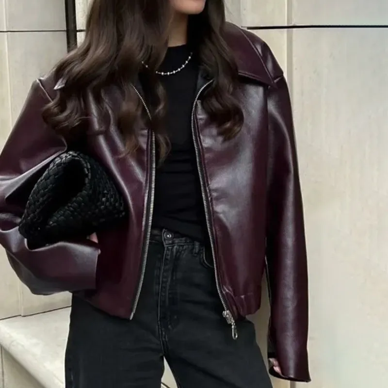 Fashionkova Muriel Faux Leather Zip-Up Jacket