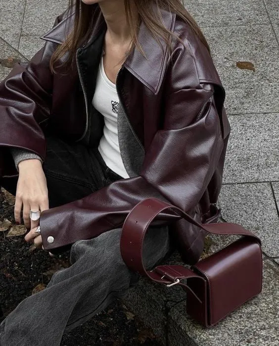 Fashionkova Muriel Faux Leather Zip-Up Jacket