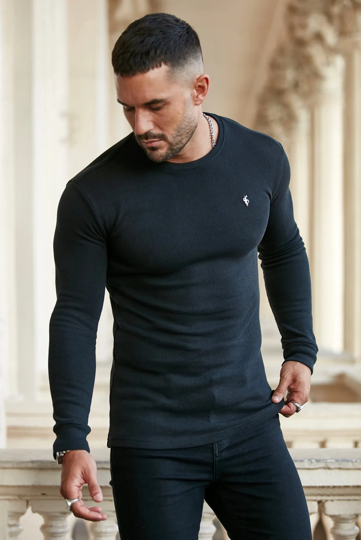 Father Sons Classic Black Super Slim Sweater - FSH409