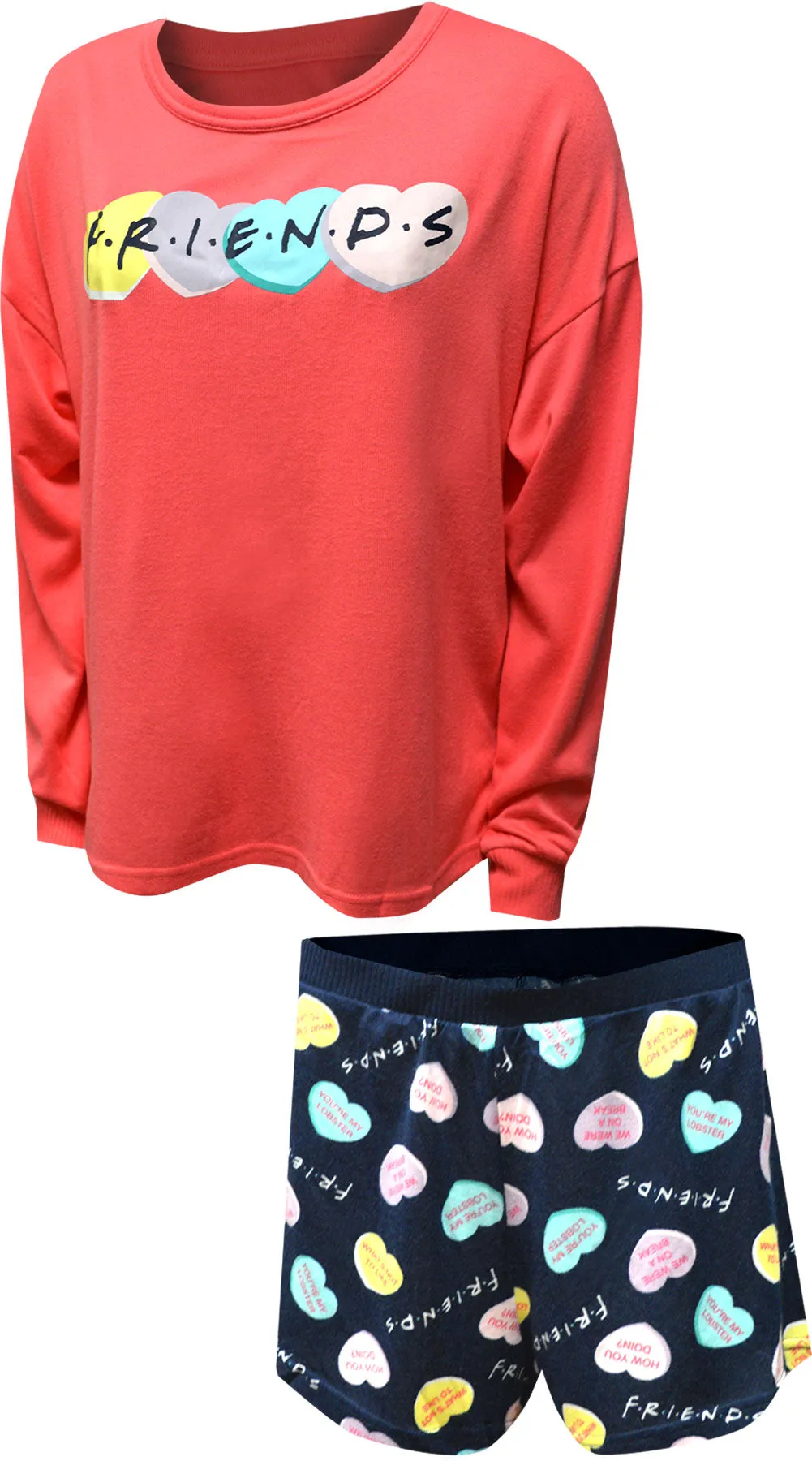 Friends the TV Series Conversation Hearts Soft Shortie Pajama