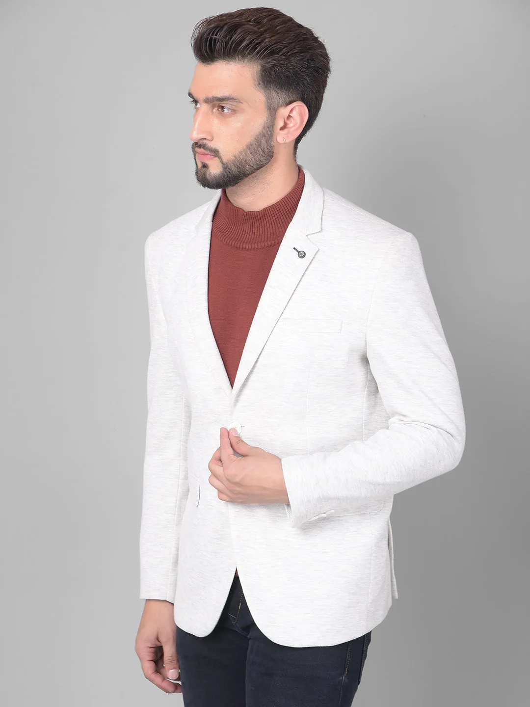 Grey Single Breasted Blazer