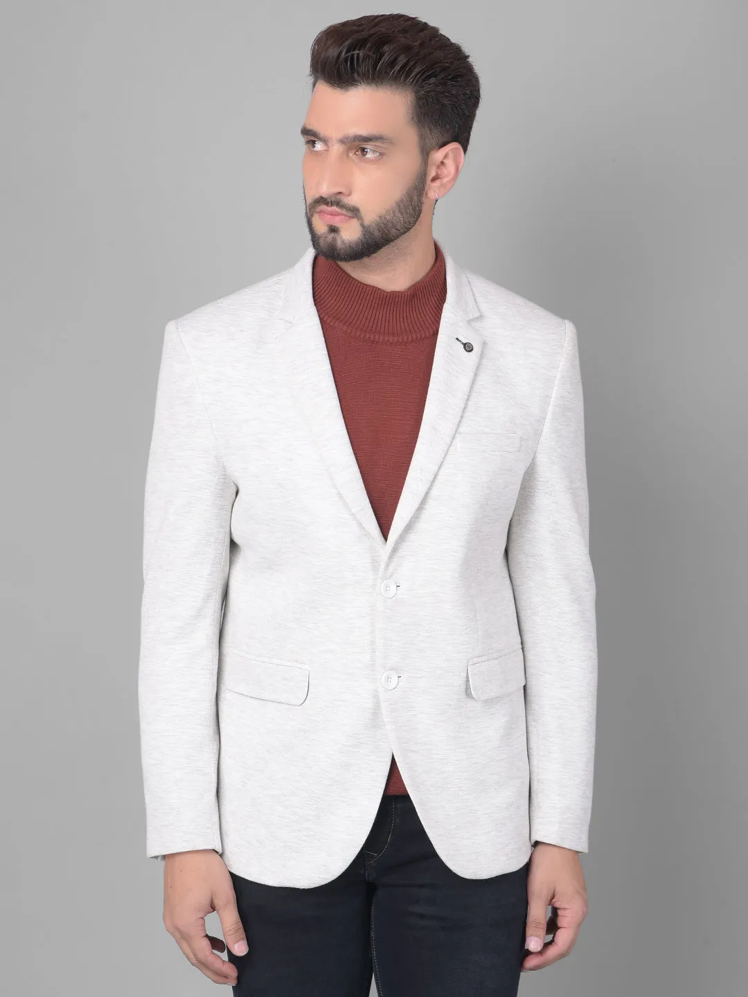 Grey Single Breasted Blazer