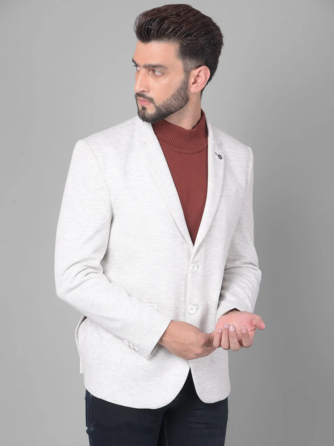 Grey Single Breasted Blazer
