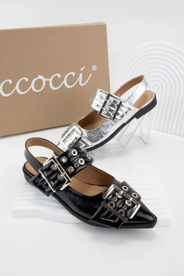Grillo Padded Eyelet Belt Strap Slingback Flats