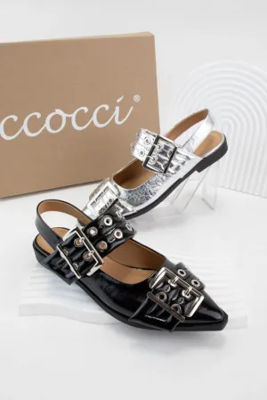Grillo Padded Eyelet Belt Strap Slingback Flats