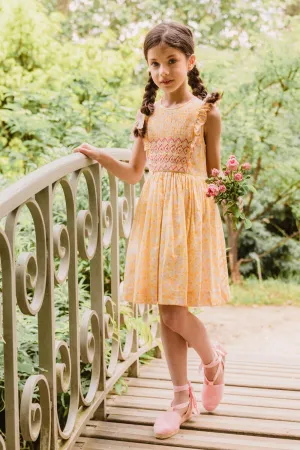 Iris Yellow Smocked Dress