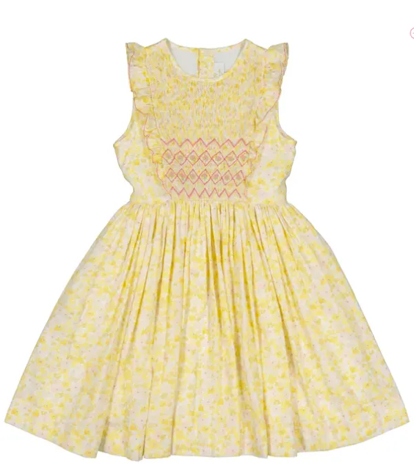 Iris Yellow Smocked Dress