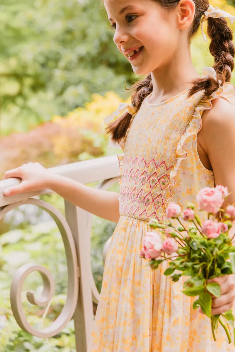 Iris Yellow Smocked Dress
