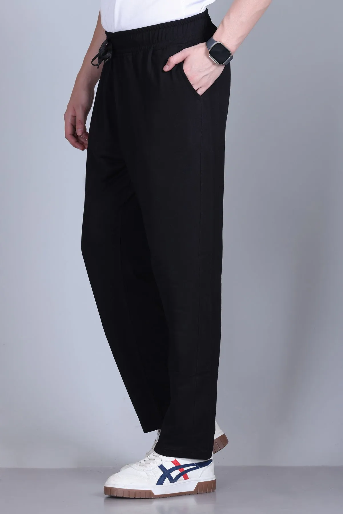 Jinxer Men Midrise wide leg Cotton Pajamas - Black