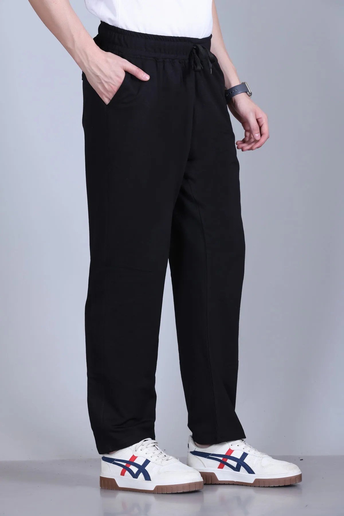 Jinxer Men Midrise wide leg Cotton Pajamas - Black