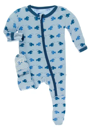KicKee Pants Pond Angler Fish Footie with Zipper