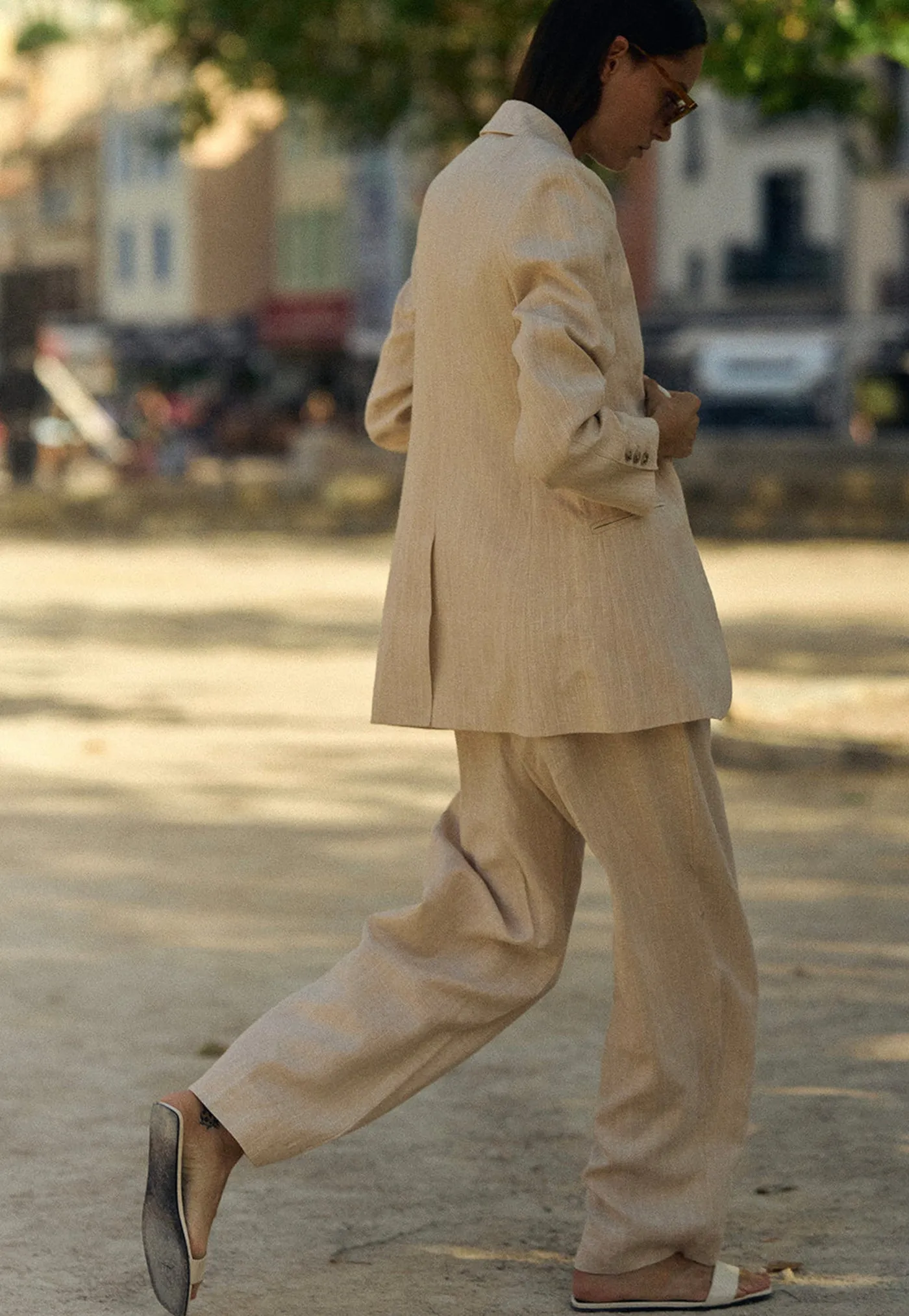 Leon Blazer - Beige Pinstripe